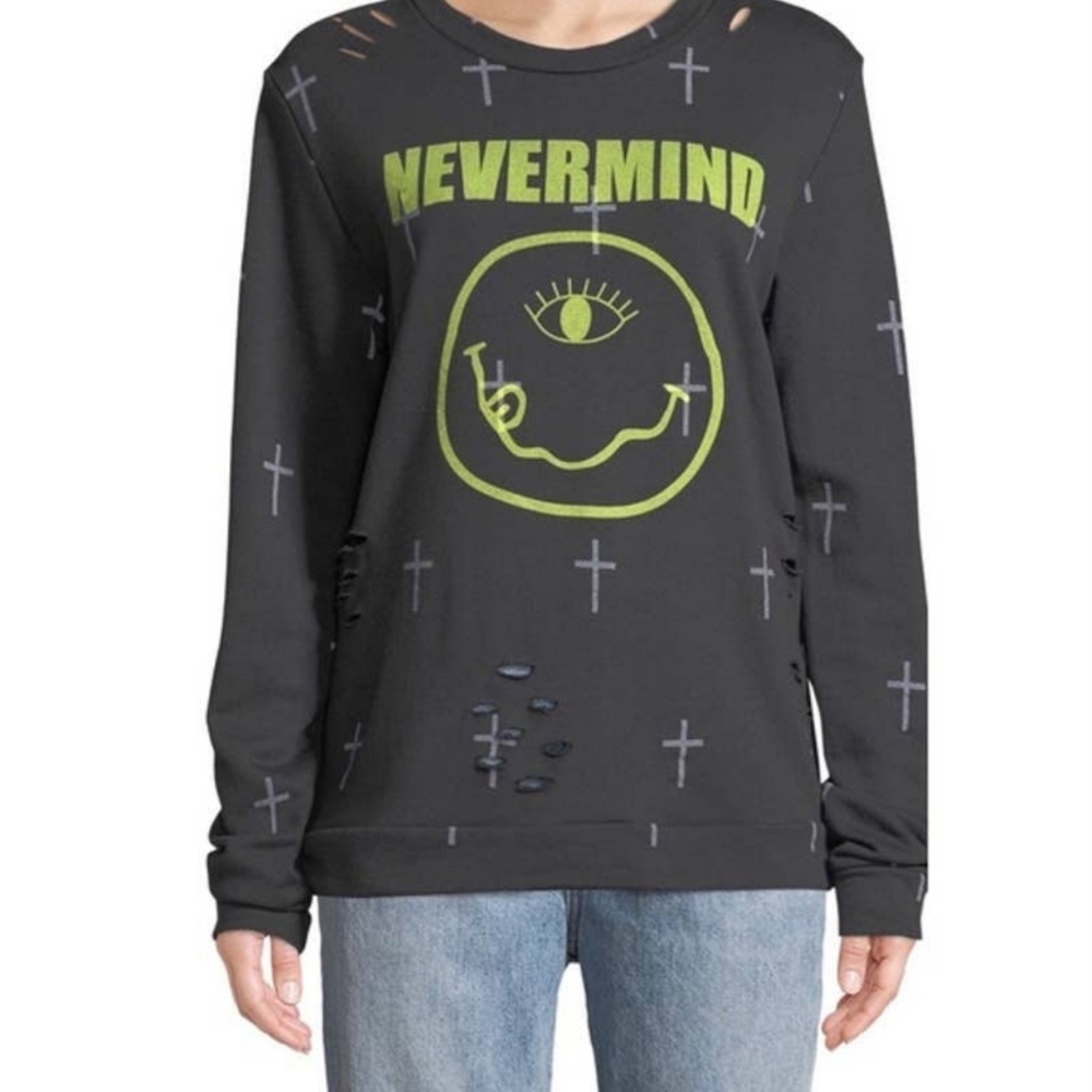 EUC🔹️Recycled Karma Nirvana Crewneck Distressed Nevermind Sweatshirt🔹️XS